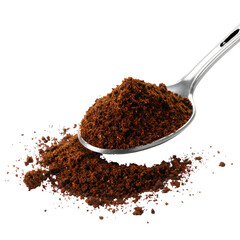Spoonful of Fresh Ground Coffee Isolated on White Background