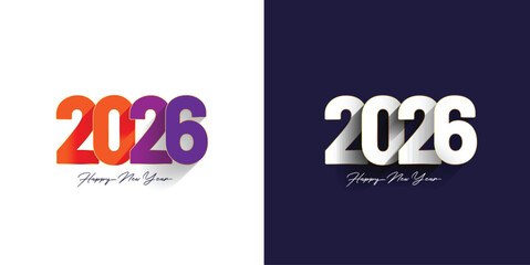 Happy New Year 2026 modern typography logo greeting design
