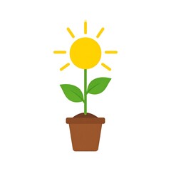 Simple potted plant with sun