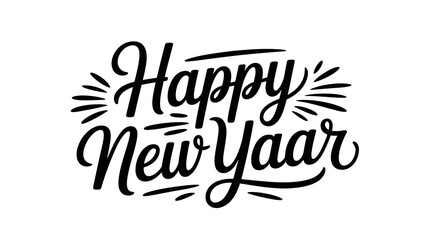 Fototapeta premium Happy New Year hand lettering calligraphy. Vector holiday illustration element. Typographic element