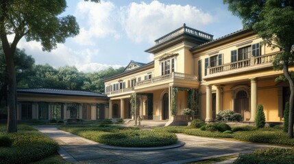 Grand Estate: Architectural Masterpiece in Serene Gardens