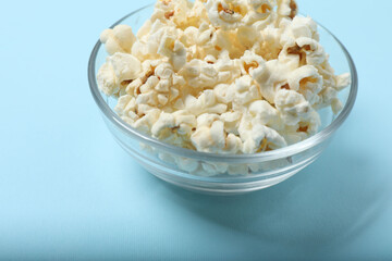 popcorn on a blue background
