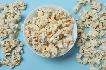 popcorn on a blue background

