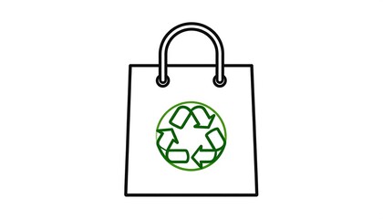 Simple recycling shopping bag icon