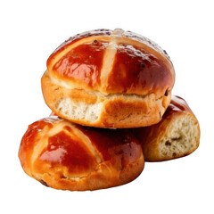 a stack of hot cross buns isolated on white and transparent background