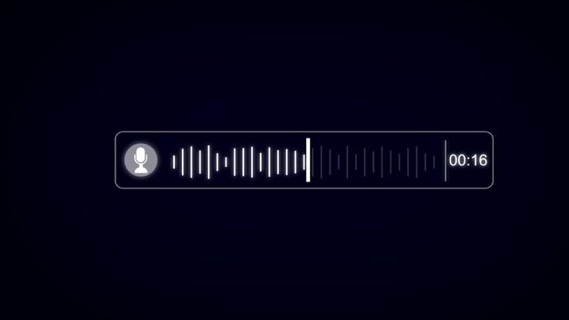 Abstract Wave Voice Animation. 33 seconds IMO Messenger Voice Message Recording Animation. Microphone Icon with Audio Spectrum Animation, Modern Voice Wave Animation Background