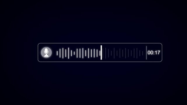 Abstract Wave Voice Animation. 35 seconds IMO Messenger Voice Message Recording Animation. Microphone Icon with Audio Spectrum Animation, Modern Voice Wave Animation Background