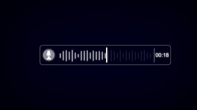 Abstract Wave Voice Animation. 37 seconds IMO Messenger Voice Message Recording Animation. Microphone Icon with Audio Spectrum Animation, Modern Voice Wave Animation Background