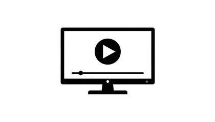 Simple video playback icon on computer monitor