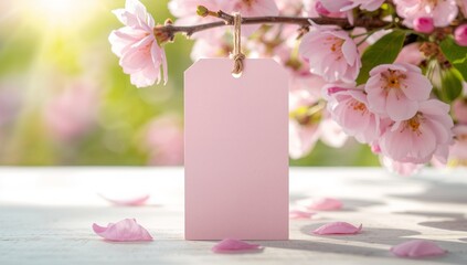 Label tag flower blossom tag cherry spring scene