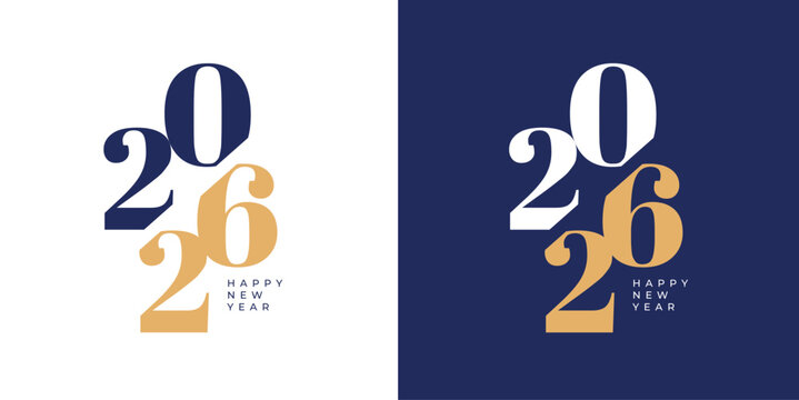 Happy New Year 2026 modern typography logo greeting design - Powered by Adobe