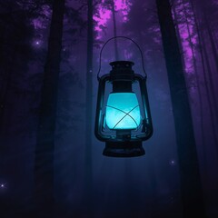 Forest lantern light forest magic lantern glowing trees