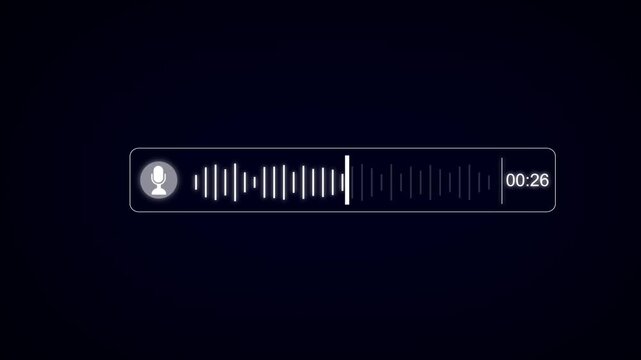 Abstract Wave Voice Animation. 42 seconds IMO Messenger Voice Message Recording Animation. Microphone Icon with Audio Spectrum Animation, Modern Voice Wave Animation Background