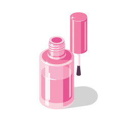Vibrant pink nail polish bottle with applicator brush sparkling with beauty and style for manicures