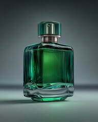 Sophisticated green glass perfume bottle embodies luxury, elegance, and timeless appeal, perfect for beauty, fragrance, and lifestyle brands advertising