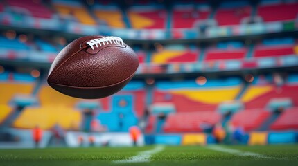 A football soaring through the air