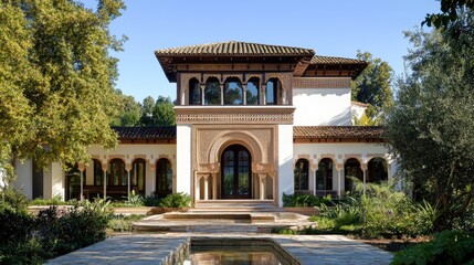 Moorish-Inspired Villa: Architectural Marvel in Lush Gardens