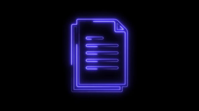 Abstract document neon glowing effect animation on black background for modern futuristic tech projects