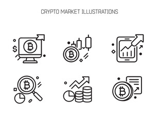Crypto Market Illustrations: A collection of illustrative graphics depicts the cryptocurrency market.