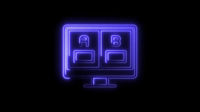 Neon ab testing concept on monitor screen for conversion optimization strategy and ui design