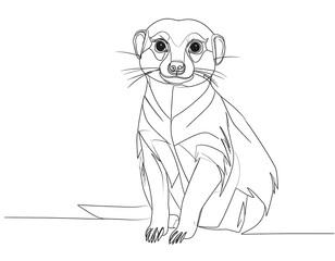 Single-line drawing of a meerkat