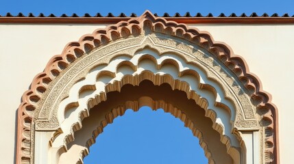Intricate Moorish Archway Under a Clear Blue Sky