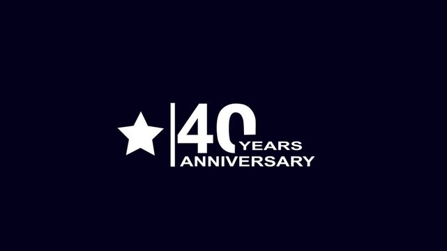 40 years anniversary motion graphic 4K footage with star. 4K motion animation. particles and number. Animated 40 years Birthday Wishes on a Transparent Background