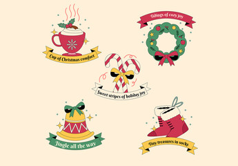 Red And Green Flat Christmas Asset Illustration