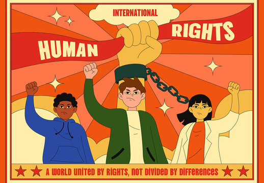 Orange Flat Human Rights Day Fullset Illustration