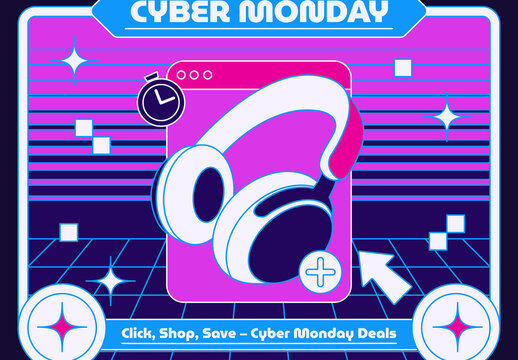 Purple And Navy Cyber Monday Fullset Illustration