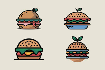 Creative Cartoon Burger Icons Collection