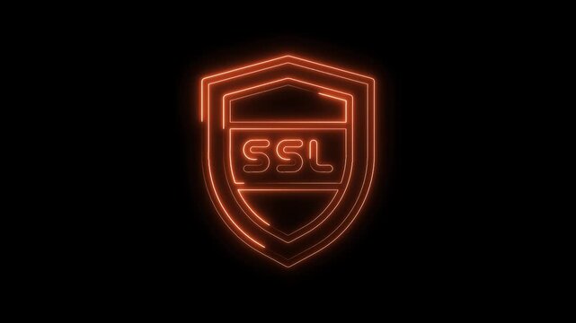 Glowing ssl shield animation cyber security concept encryption data protection digital safety