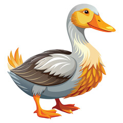 Sunrise Feather Duck. Golden Crest Waterfowl. Amber Glow Duck Vector. Rust-Feathered Duck. Elegant Autumn Duck Vector. Duck concept, Duck cartoon, Duck icon, Duck art, Duck topics, Duck doodle.,