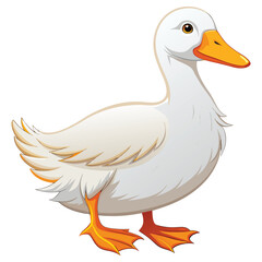 Snowy White Duck. Elegant Pure Feather Duck. Ivory Plumage Waterfowl. Graceful White Duck Vector. Crystal Feather Duck. Duck concept, Duck cartoon, Duck icon, Duck art, Duck topics, Duck doodle,