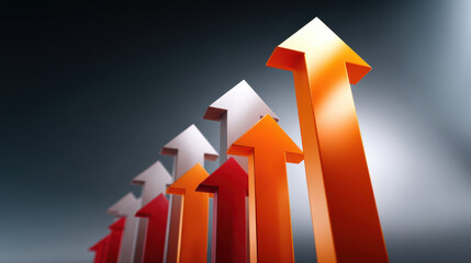 Orange arrow growth success upward business progress achievement increase chart finance goal motivation leadership strategy