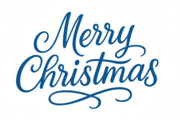 Merry christmas vector lettering in blue color, holiday greeting text with elegant calligraphy and transparent background