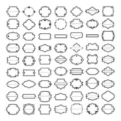 Fototapeta premium Large set vector black silhouette frame cartouches badges silhouette vector illustration on white background.