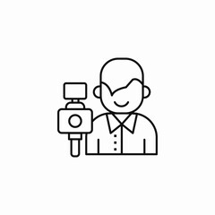 reporter with microphone icon sign vector