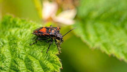 Fototapeta premium Close-up of a colorful insect on a leaf