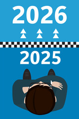 Start new 2026 year. New year resolution or success opportunity, change to new business bright future, overcome business difficulty, ambitious businessman