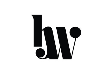 A stylized black and white logo featuring the letters h and w with circles
