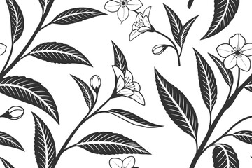 seamless pattern with tea plant
