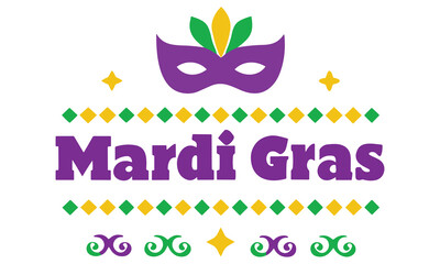 Mardi Gras Graphics – Carnival Masks, Hats, Feathers, Drums, Bows & Party Decorations in Purple, Green, and Gold