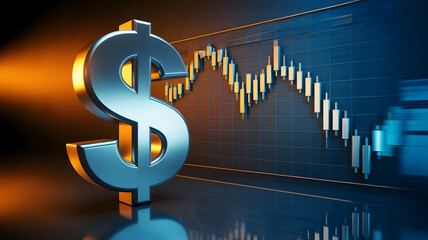 Dollar sign with stock market graph in the background