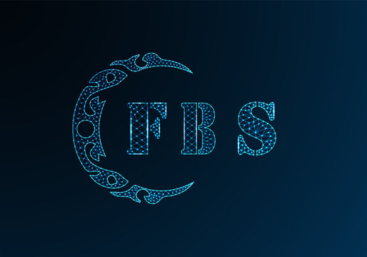 Low poly letter logo FBS design. FBS letter logo low poly vector design on blue color gradient background. FBS logo low poly design