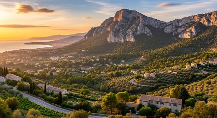 Obraz premium Italian Hillside Sunset View.