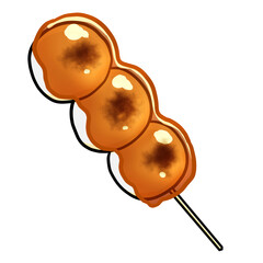 Simple and realistic illustration of mitarashi dango