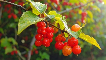 Fototapeta premium Bright berries on a branch
