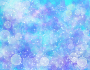 背景素材　かわいい　ゆめかわ　ファンタジー　ドリーミー　kawaii 宇宙　キラキラ　雲　星　デコレーション　メルヘン　夢　イラスト ブルー　スカイ　空