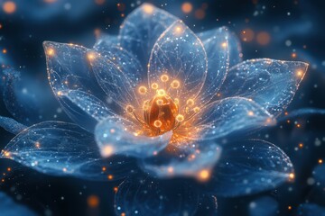 Flower with glowing light at center.